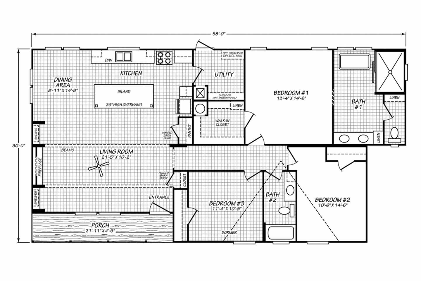Fleetwood Homes Pegasus Farmhouse 32583H Floor Plan