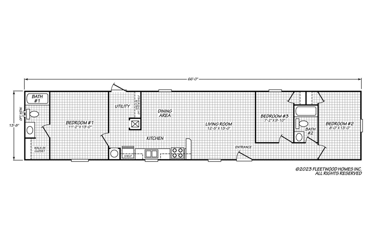Fleetwood Homes 14663Z Economy Floor Plan