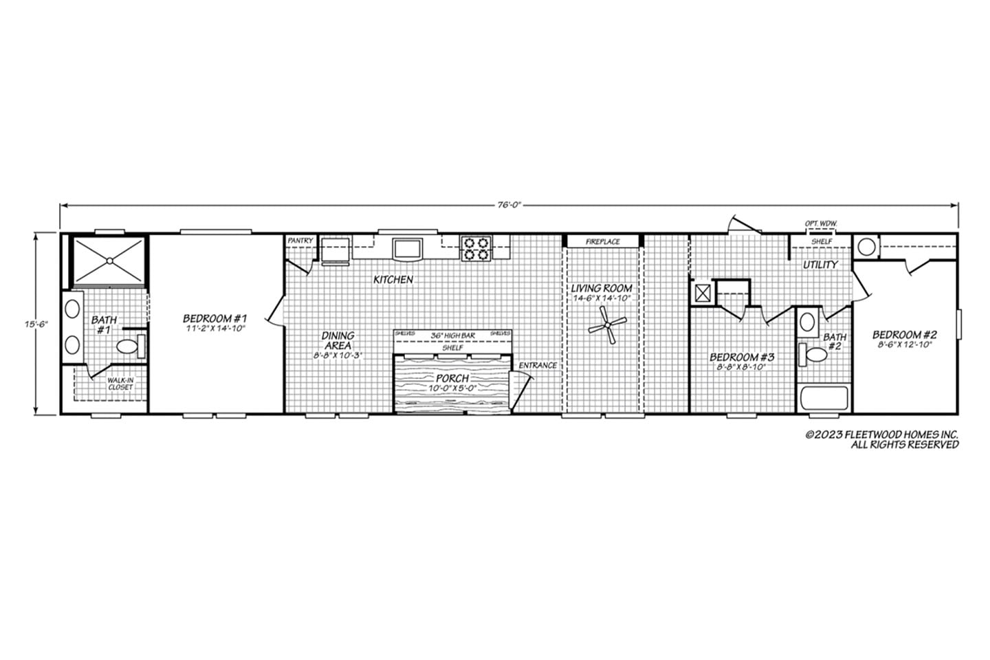 Fleetwood Homes P16763H Pegasus Floor Plan